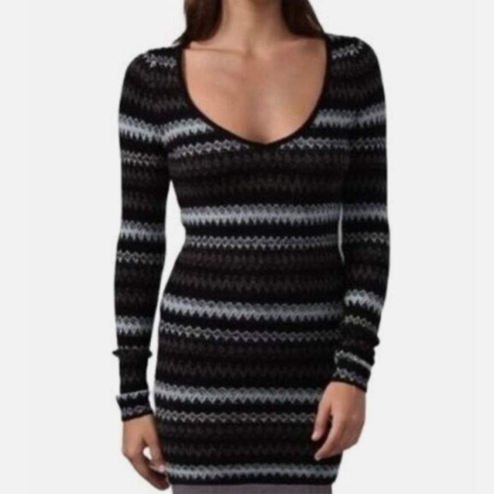 Free People Jagged Striped Mini Sweater Dress